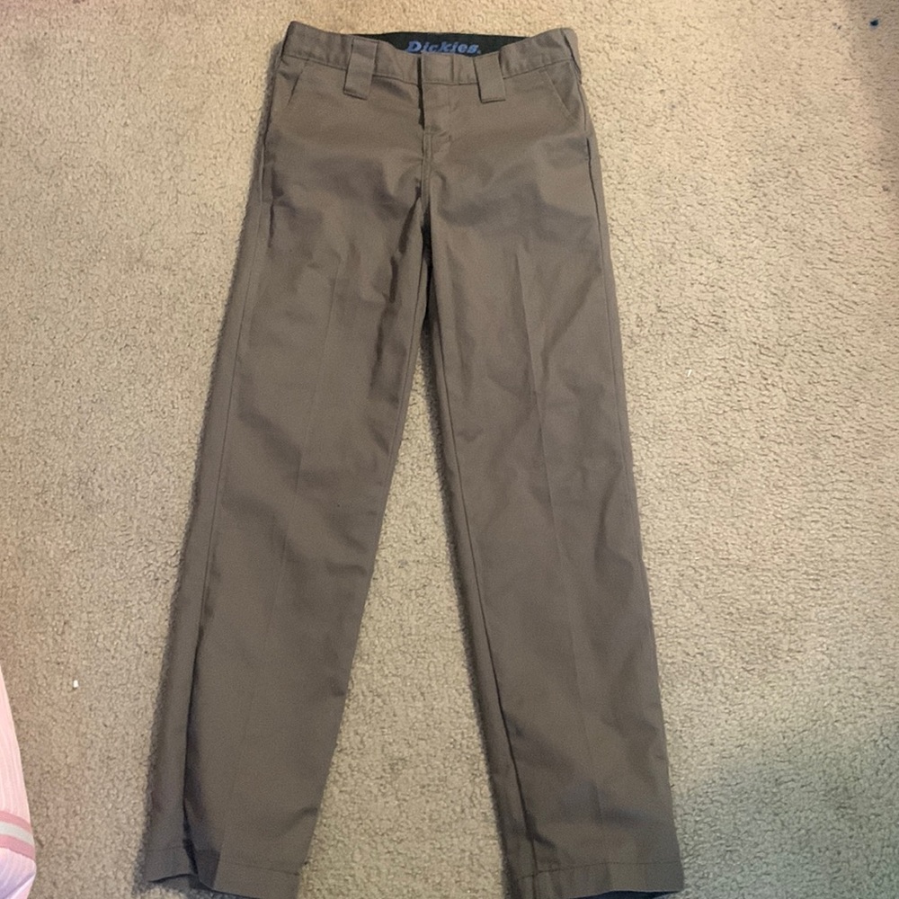 DICKIES 850 Slim Taper Flex Boys Pants , size 12 , color mushroom
